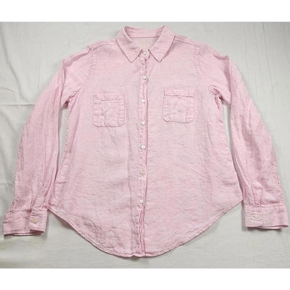 Lilly Pulitzer Seaview Linen Button Down Blouse,‎ Pink, Women's Small